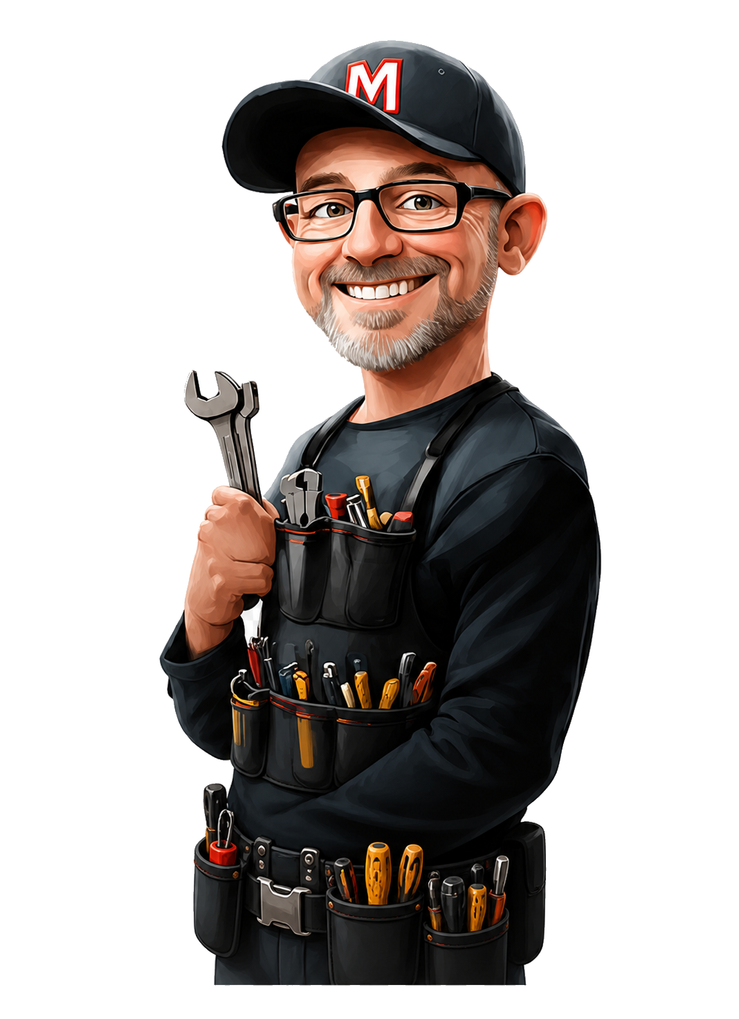 Friendly illustrated portrait of Mike holding a wrench