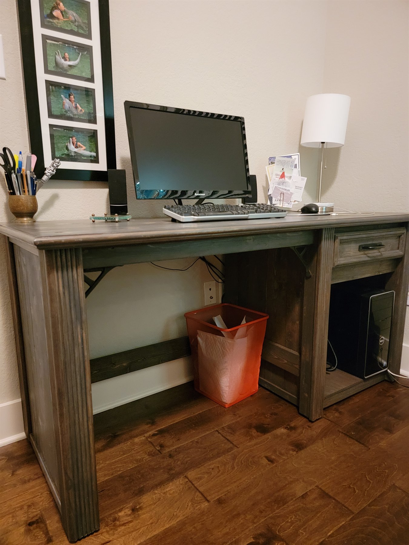 Custom-built desk with detailed finish work